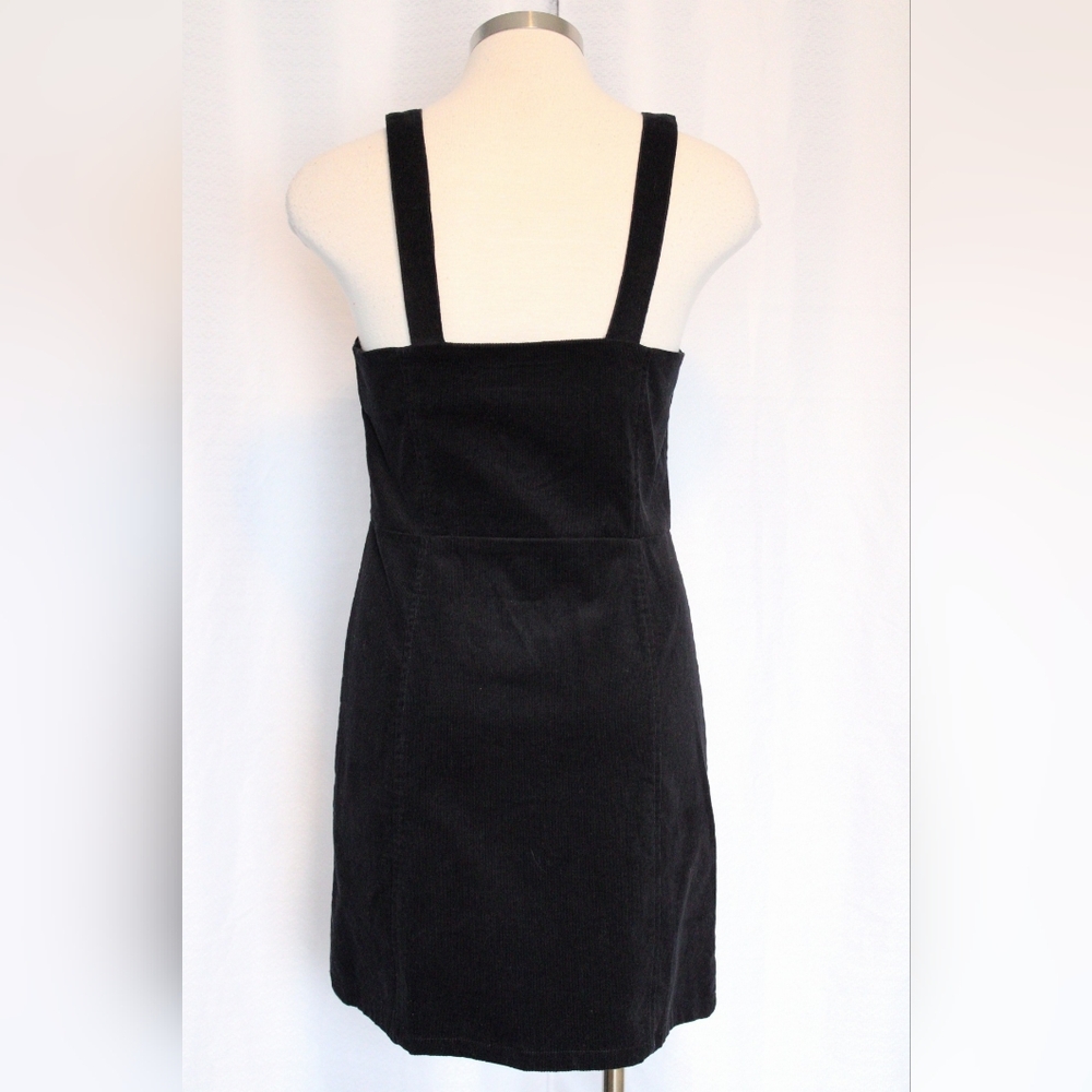 Material Girl Black Corduroy Mini Dress M Sweetheart Ring Zip - Picture 2 of 7